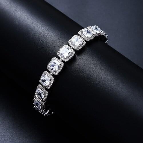 Rock Candy Zircon Hip Hop Bracelet 10mm Wide Square Zircon Mens Bracelet Hiphopblingchain Exquisite Luxury Jewelry