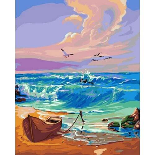 Frameless painting by numbers paint by number for home decor PBN for living room 4050 beach