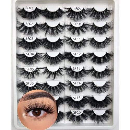 Mink Lashes 10/50 Pairs Natural False Eyelashes Fluffy Soft Wispy Volume Dramatic Long Cross Eyelash Extension Makeup Handmade