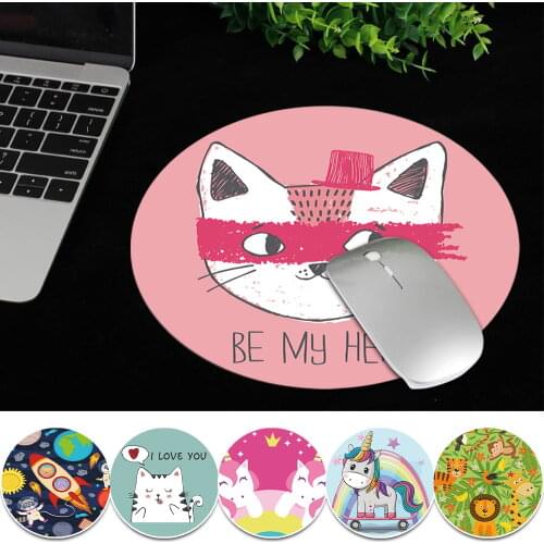 New Mouse Pad Waterproof Desk Mat PU Leather Gaming Mousepad Cartoon Series Comfortable Round Mouse Mat for Home / Office