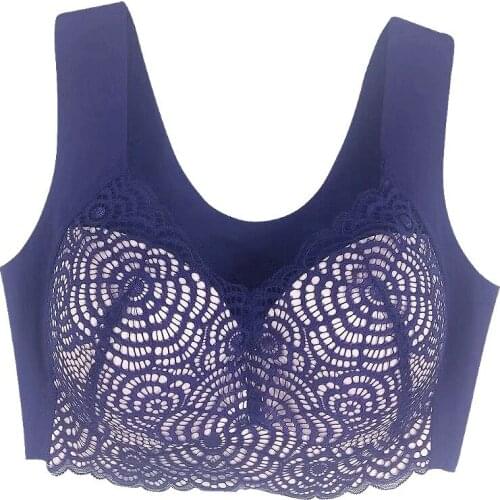 New Plus Size 5XL No Rims Sport Sleep Soft Thin Underwear Fashion Lace Brassiere Women Sexy Bras Womens Vest