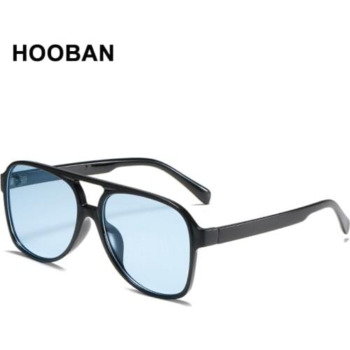 HOOBAN Luxury Rectangle Sunglasses Men Women Vintage Oversiezd Sun Glasses For Unisex Fashion Gradient Driving Eyeglasses UV400