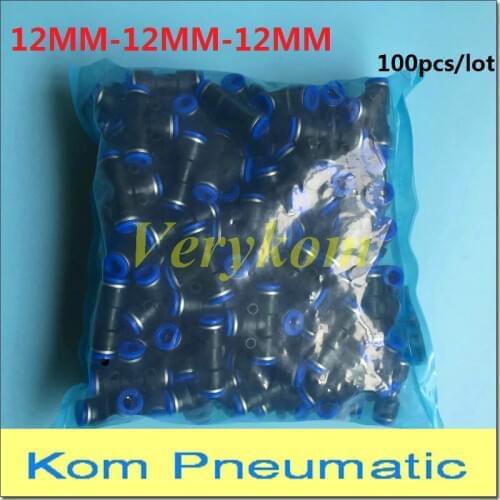 Wholesale Verykom Pneumatic Plastic Push In Pipe Air Fitting 12mm to 12mm Quick Tube Hose Tee Connector PE-12 12MM-12MM Joiner