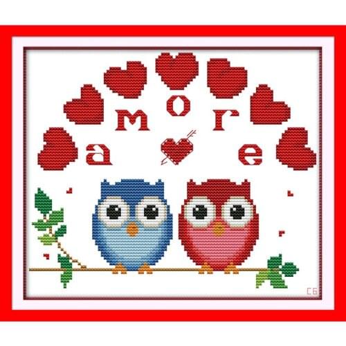 Everlasting love Owl couple Chinese cross stitch kits Ecological cotton unprinted printed 11 14CT DIY gift Christmas decorations