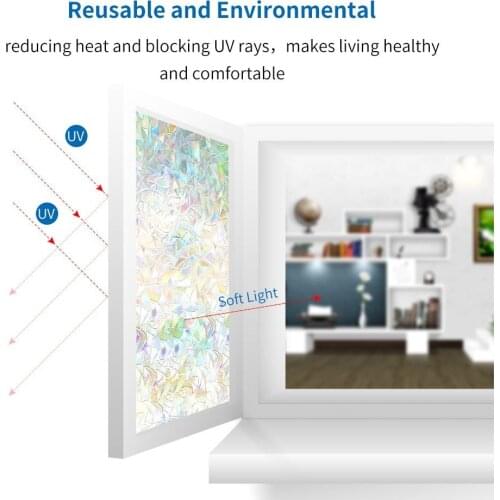 HOHOFILM 45cmx100cm 3D Fashine Laser Window Tint rainbow Static Window Film House Office Decor Without glue Removable