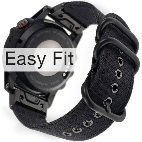 YOOSIDE 26mm Durable Canvas Quick Fit Watch Band Strap for Garmin Fenix 5X/Fenix 5X Plus/Fenix 3/3 HR/Quatix 3