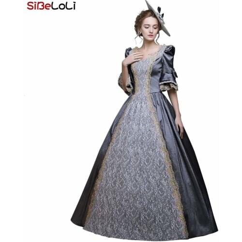 Grey Royal Dress 18th Century Dress Costume Halloween Clothing Christmas Party Dress Ball Gowns