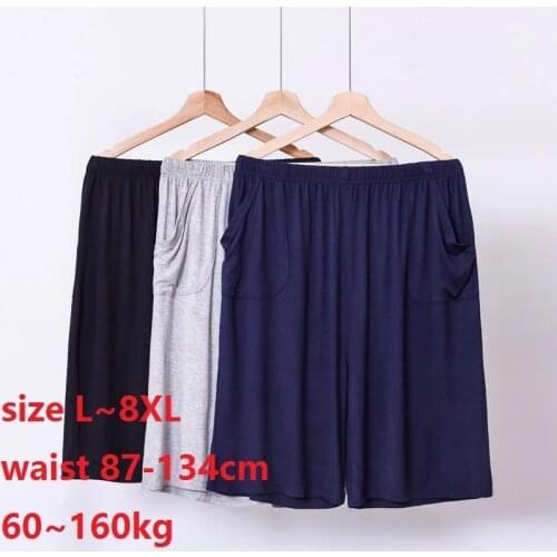 Summer Men Shorts big Size 7XL 8XL 150KG Loose Casual home wear Modal large Sleepwear stretch comfortable soft shorts Breathable