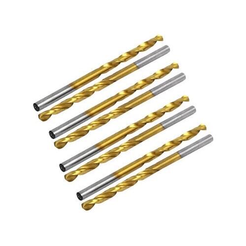 3.6mm Drilling Dia Titanium Plated 2-Flute Straight Shank Twist Drill Bit 10pcs