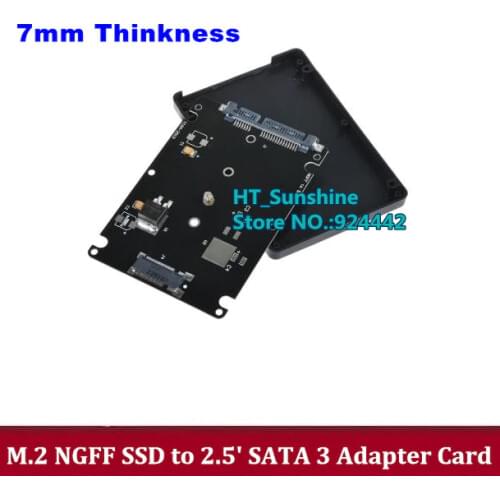 High Quality new M.2 NGFF to SATA 3 Adapter Card With 7MM Thickness Case NGFF SSD to 2.5' Adapter for PC --2pcs/lot