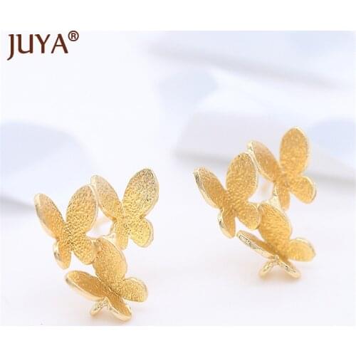 2021 New Women Earrings Fingding DIY Accessories For Jewelry Three-dimensional Butterfly Earring Hooks 14 Gold