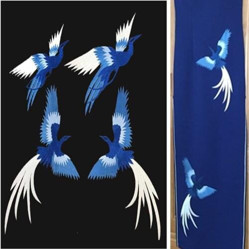 1Pcs Blue Bird Embroidery Patch Animal Applique Iron Sticker On Jacket Jean Shorts Clothing Green Large Phoenix Patches DIY