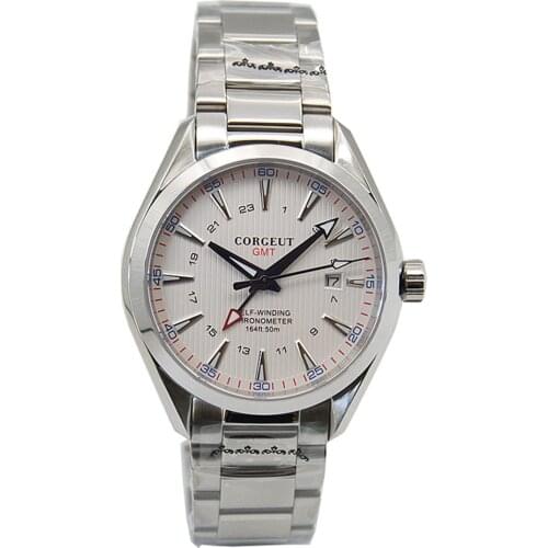 2021 Luxury Men Mechanical Wristwatch Stainless Steel GMT Watch Corgeut Top Brand Sapphire Glass Luminous Sport Dress Male Clock