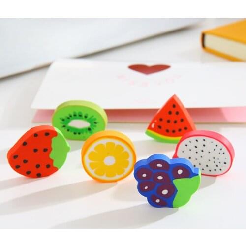 4pcs Fruit Earser Cool Prizes for Kids School Supplies Stationery Wholesale Cute Things School Accessories Cute Erasers Grape