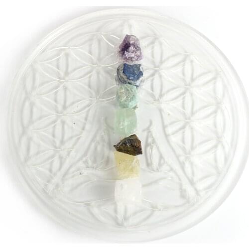 7 Chakras Crystal Resin Magic Tarot Round Plate Astrology Natural Stone Orgonite Energy Generator Buddha Balance Meditation