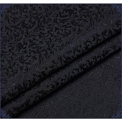 75x 100cm Metallic Jacquard Brocade Fabric,black wheat floral pattern 3D jacquard yarn dyed fabric for Womens Coat Dress Skirt