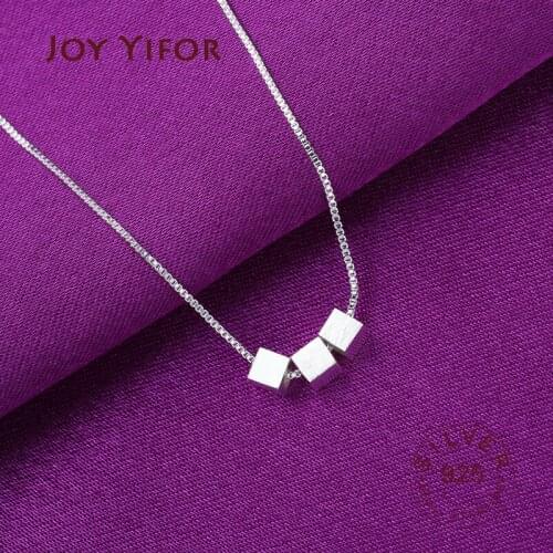 925 sterling silver necklace elegant chain necklace fashion three squares sterling silver jewelry round r necklace