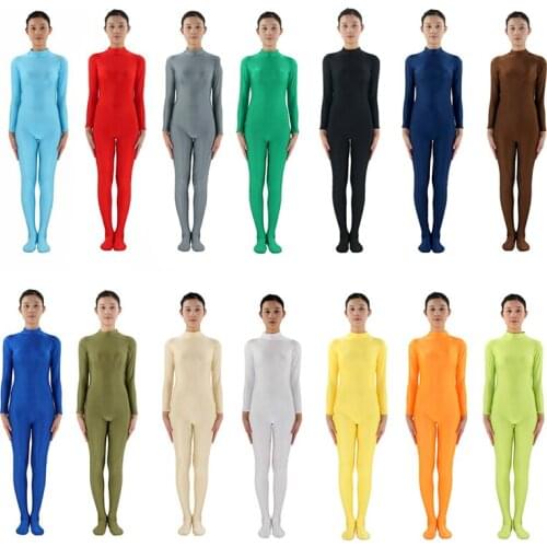 Ainclu Women Spandex Zentai MultiColor Skin-tight Without Head and Bare Hands Adults Dancewear Costume Hallween Bodysuit