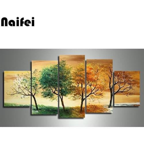 Diamond Painting Cross Stitch Landscape tree Full Square Drill 5pcs/set 5D Diamond Embroidery Seasons Trees Home Decoration