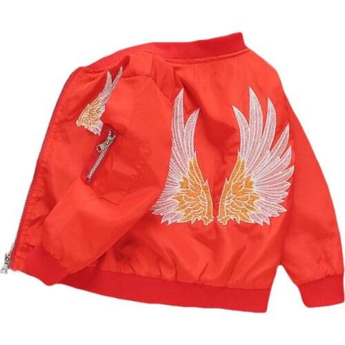 Children Clothes Spring Autumn New Fashion Boys Zipper Coat Cartoon Wings Pattern Jacket For Teenagers Boys Baseball Uniform
