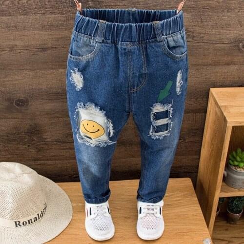 Childrens clothing 2020 spring new childrens jeans tide boys and girls wild smile casual pants baby jeans