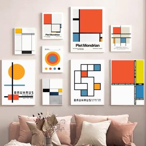 Bauhaus Piet Mondrian Geometric Wall Art Canvas Painting Nordic Posters And Prints Wall Pictures For Living Room Modern Decor