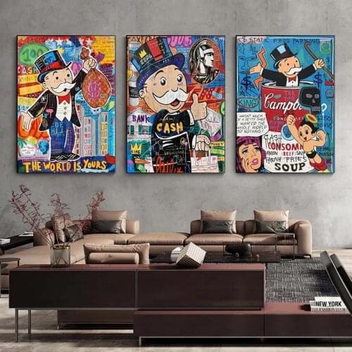 Graffiti Art Alec Monopoly THE WORLD IS YOURS Paintings on The Wall Art Canvas Posters and Prints Wall Art Picture Home Decor