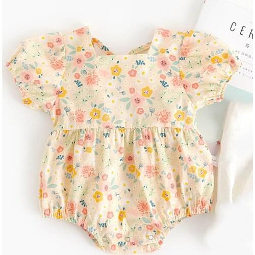 Halilo Baby Girl Onesie Summer 2020 Floral Cotton Newborn Clothes First Birthday Infant New Born Baby Girl Bodysuits
