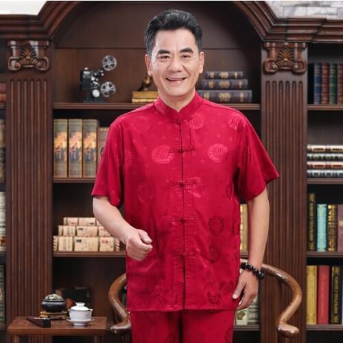 Tang suit mens short sleeve clothes men blazer masculino Silk Chinese style Stand collar jaqueta masculina coats mens jacket