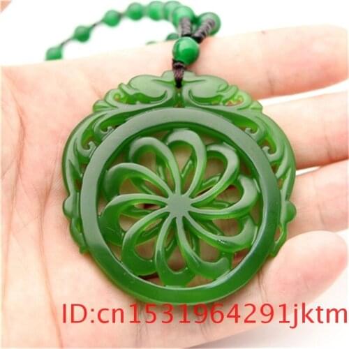 Jade Dragon Pendant Necklace Green Double-sided Fashion Gifts Men for Carved Jewelry Women Hand Jadeite Amulet Chinese Natural