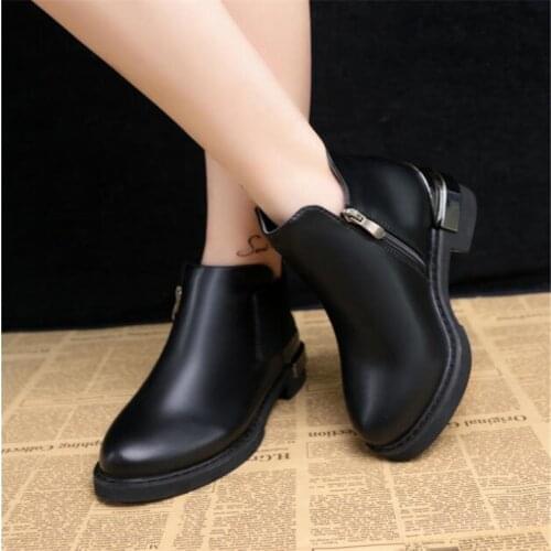 Fashion womens boots PU female laces pedal zipper boots ladies shoes thin section heel boots ladies 35-40
