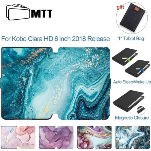 MTT Marble PU Leather Case For Kobo Clara HD 6 inch E-Book Ereader 2018 Protector Shell Funda 6'' Smart Cover Auto Sleep/Wake Up