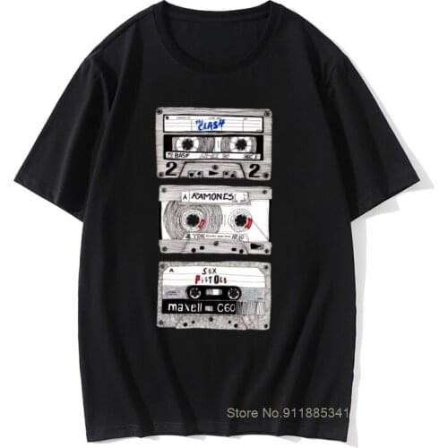 Men T Shirt K7 Punk Mix Tees Vintage T-shirt Cassette 3D Tops Black Tshirt 100% Cotton Retroable Tops Tees Summer Vintage