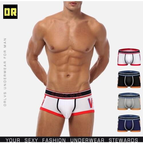 ORLVS Male Boxers Sexy Underwear Men Boxers Cotton Comfortable Panties Men Male Underwear Men Boxer Underwear Sexy Penis Pouch