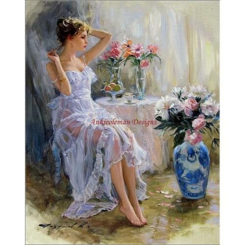 Needlework for embroidery DIY Crafts DMC Color High Quality - Counted Cross Stitch Kits 14 ct - Lady in White