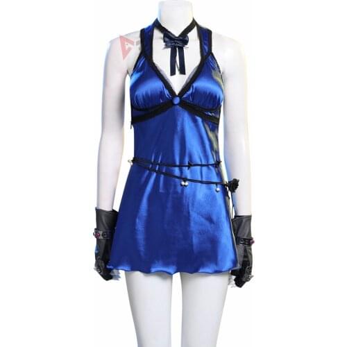 New Game Final Fantasy VII Remake Tifa Dress Lockhart Cosplay Costume Necklace Ears Belt Gloves Custom Made