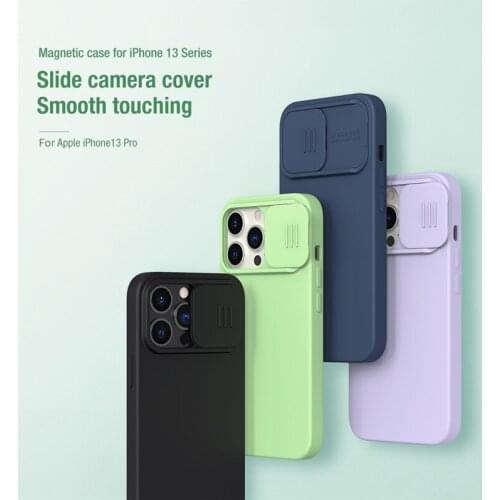 New 2021 For Iphone 13 pro Case NILLKIN CamShield Silky Silicone Case For iPhone 13 Pro Cover Anti-skid Cover Magnetic Silicone