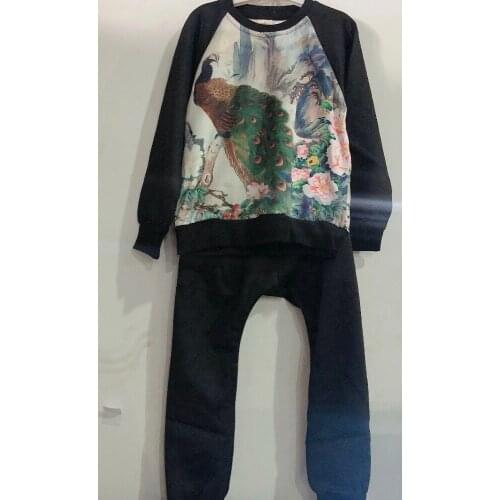 2019 new European and American style printed sweater childrens suit k1