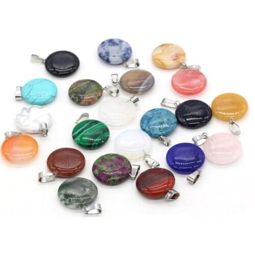 Natural Stone Pendant Round Shape Rose Quartzs Unakite Charms Pendant For DIY Jewelry Best Birthday Gift Size 20x20mm