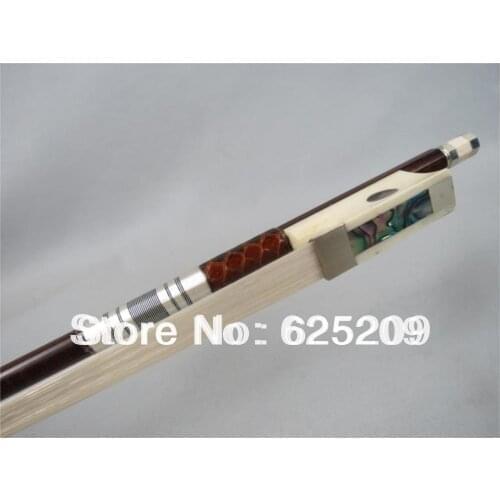 1 Pc Professional Snake Wood Violin Bow ,Ox Bone Frog Siberia White Horsetail Best Balance Round Stick