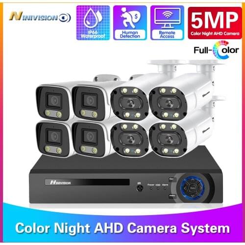 NINIVISION 8CH 5MP DVR System Kit AHD Face Ditection Colorful Night 5MP HD Camera CCTV Security Surveillance System XMEYE IP66