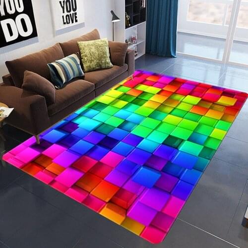 Nordic Living Room Carpet 3D Lattice Children Rug Kids Room Decoration Large carpets Home Hallway floor Rugs Bedroom Bedside Mat