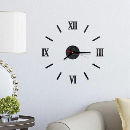 Diy Wall Cock Promotion New Home Decor Roman Mirror Fashion Modern Quartz Clocks Living Room Sticker Watch
