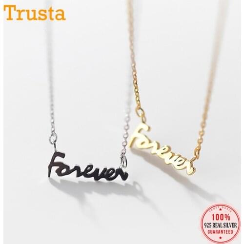 TrustDavis Real 925 Sterling Silver Fashion Sweet Forever Pendant Short Necklace For Women Wedding Party Fine S925 Jewelry DA410