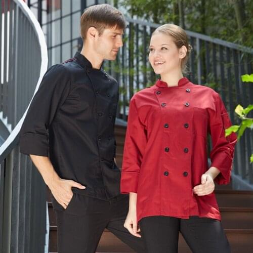 Western French Executive Chef Coats Black Best Quality Hotel Master Chefs Jackets Uniforms uk Ladies Chefwear Gift Free Shipping