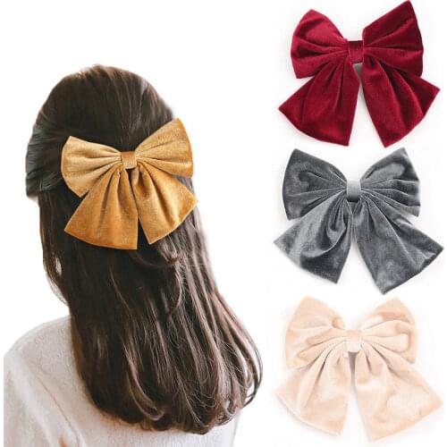Fashion Velvet Big Bow Hair Clip for Women Hair Clips for Hair Colorful Solid Color Hair Clip Girls Hairpin Hair Accessories