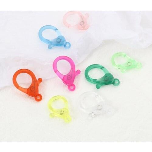 30pcs Rainbow Plastic Lobster Clasp Transparent Mix Color Clasp Hooks For Necklace Bracelet Chain DIY Fashion Jewelry Findings