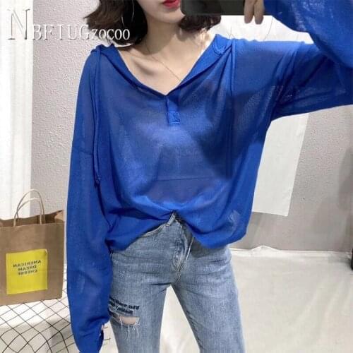 2020 Summer New Loose Long Sleeve Women T Shirt Chic Hooded Female Tee Shirts