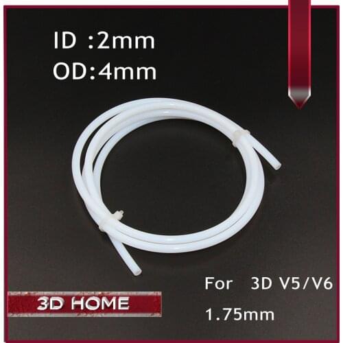 1M PTFE Tube PiPe to J-head hotend RepRap Rostock Bowden Extruder for 3D V5 V6 1.75mm filament ID 2mm OD 4mm