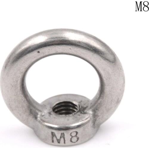 1pc M8 Eye Nut Stainless Steel Marine Lifting Eye Nut Ring Nut Loop Hole For Cable Rope Lifting
